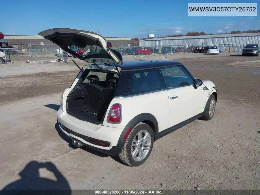 2012 Mini Cooper S VIN: WMWSV3C57CTY26752 Lot: 40528200