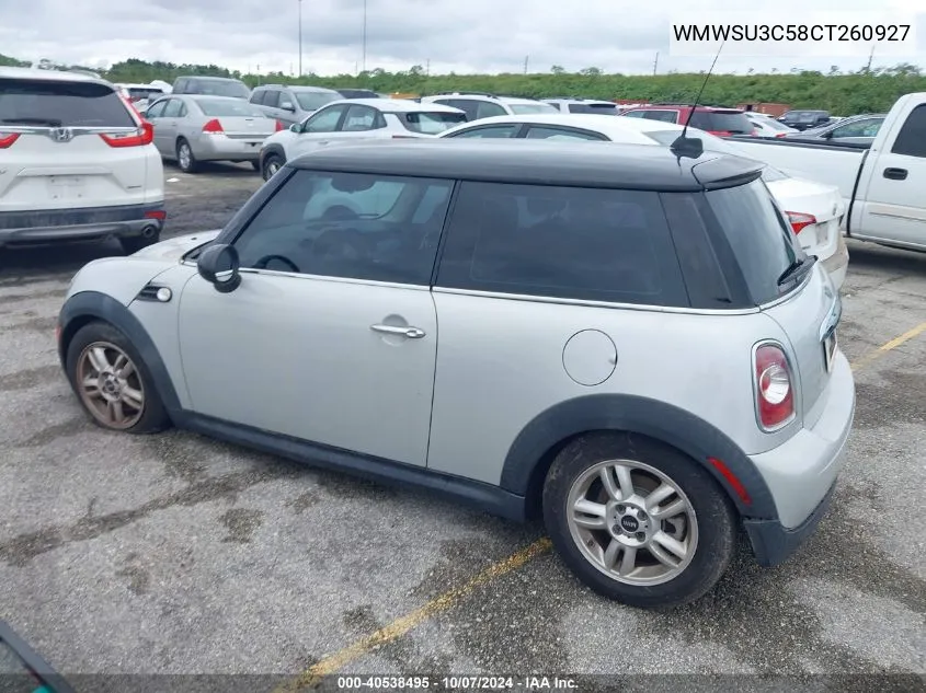 2012 Mini Cooper VIN: WMWSU3C58CT260927 Lot: 40538495