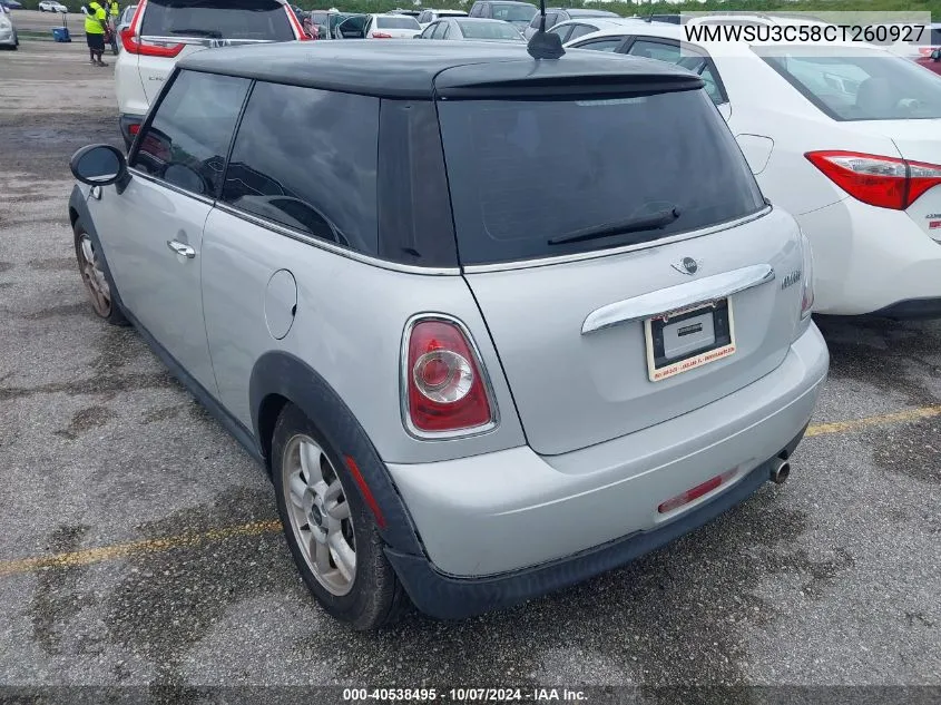 2012 Mini Cooper VIN: WMWSU3C58CT260927 Lot: 40538495