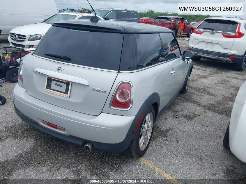 2012 Mini Cooper VIN: WMWSU3C58CT260927 Lot: 40538495