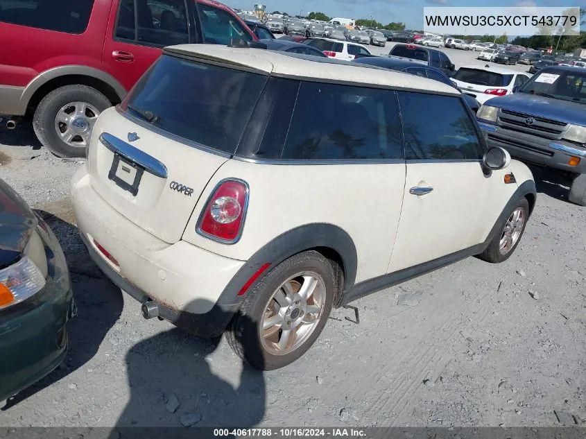 2012 Mini Cooper VIN: WMWSU3C5XCT543779 Lot: 40617788