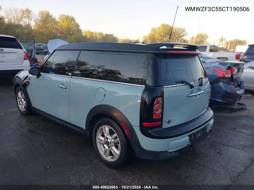 2012 Mini Cooper Clubman VIN: WMWZF3C55CT190506 Lot: 40622663