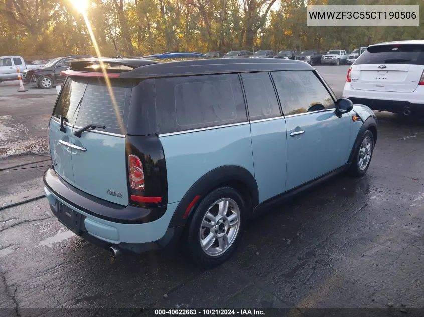 2012 Mini Cooper Clubman VIN: WMWZF3C55CT190506 Lot: 40622663