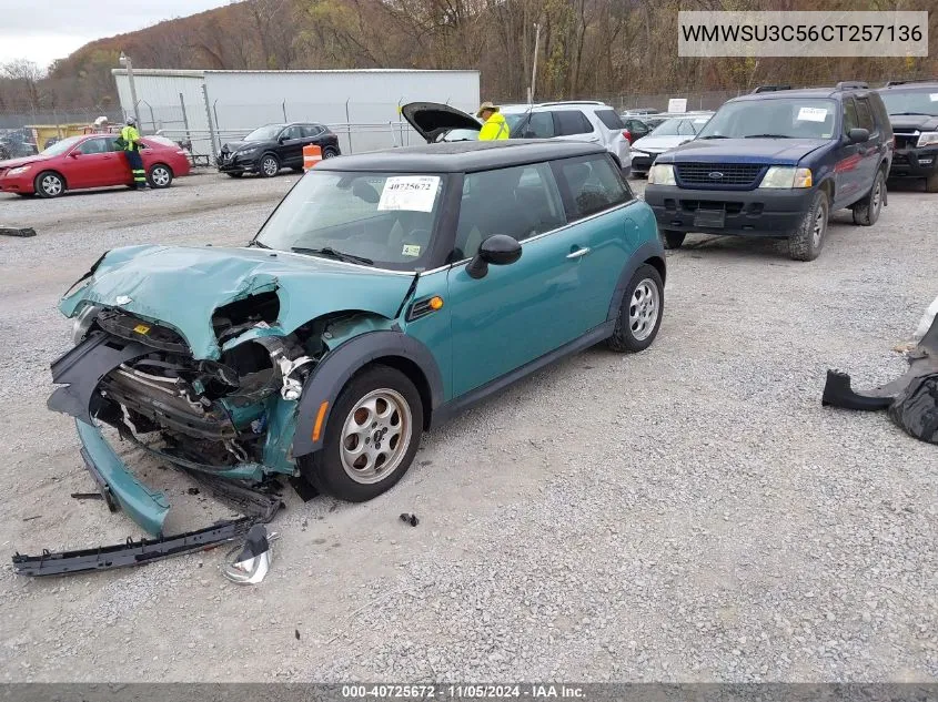 2012 Mini Cooper VIN: WMWSU3C56CT257136 Lot: 40725672