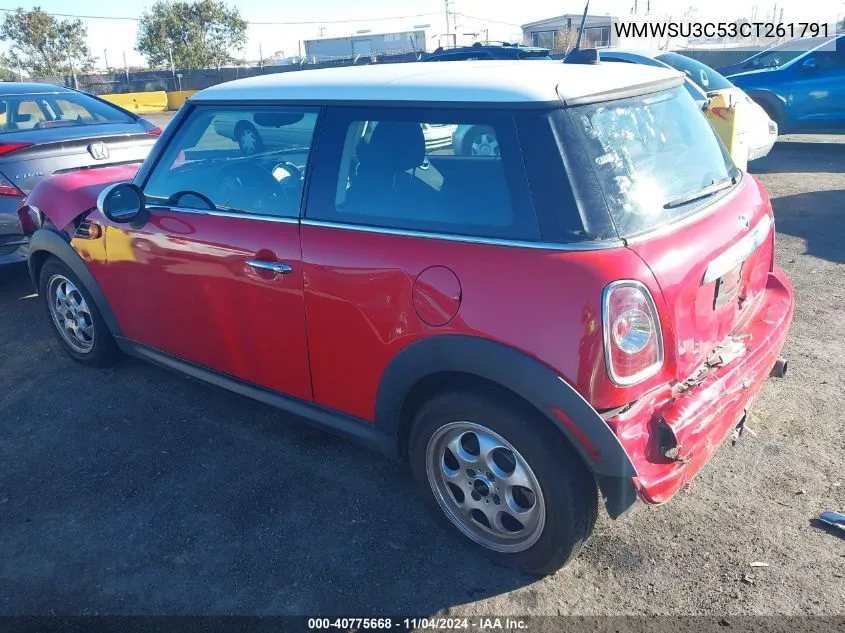 2012 Mini Cooper VIN: WMWSU3C53CT261791 Lot: 40775668