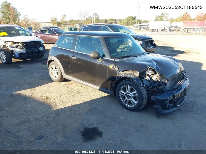 2012 Mini Cooper VIN: WMWSU3C53CT186543 Lot: 40821238