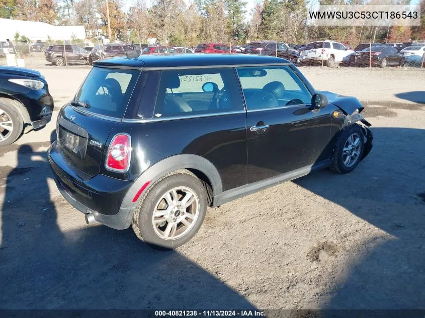 2012 Mini Cooper VIN: WMWSU3C53CT186543 Lot: 40821238