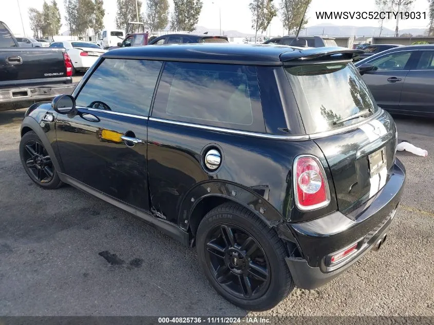 2012 Mini Cooper S VIN: WMWSV3C52CTY19031 Lot: 40825736