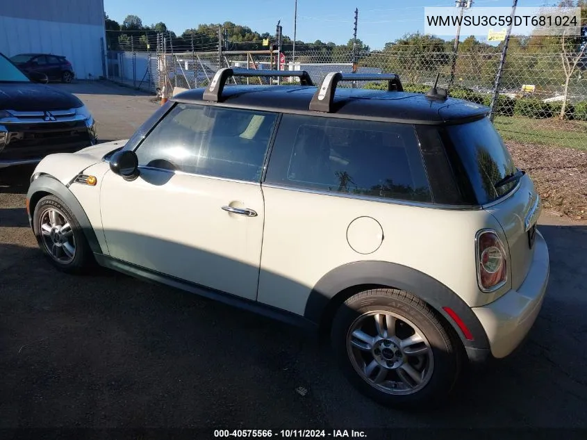 2013 Mini Cooper VIN: WMWSU3C59DT681024 Lot: 40575566