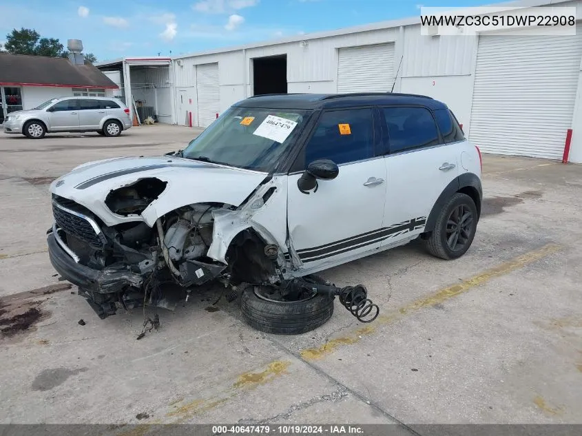 2013 Mini Cooper S Countryman VIN: WMWZC3C51DWP22908 Lot: 40647479