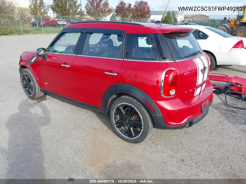 2015 Mini Countryman Cooper S VIN: WMWZC5C51FWP49282 Lot: 40698179