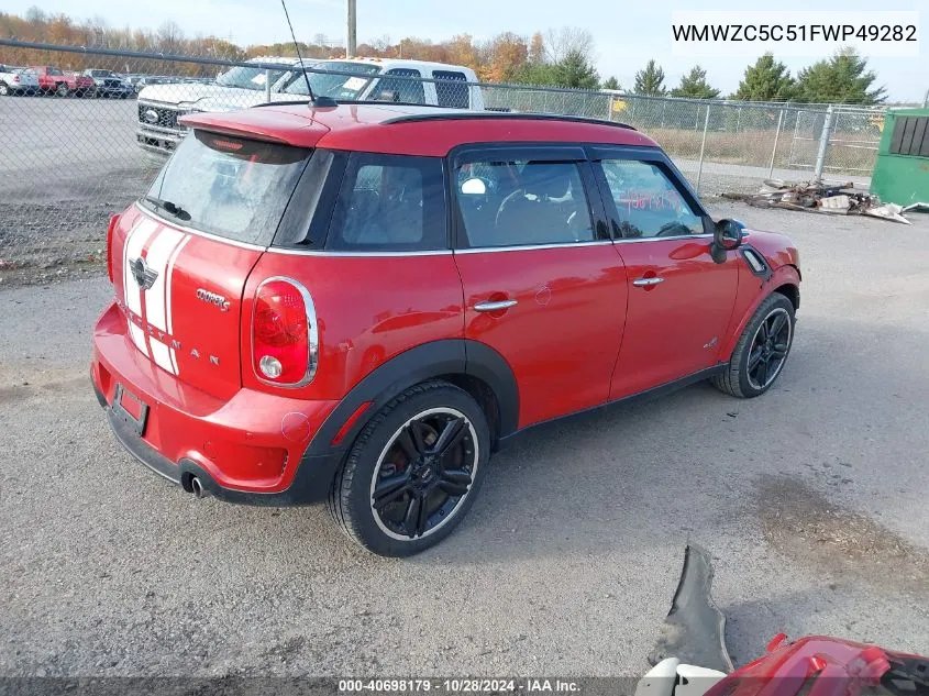 2015 Mini Countryman Cooper S VIN: WMWZC5C51FWP49282 Lot: 40698179