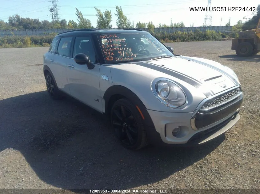 2017 Mini Cooper Clubman S VIN: WMWLU5C51H2F24442 Lot: 12089953