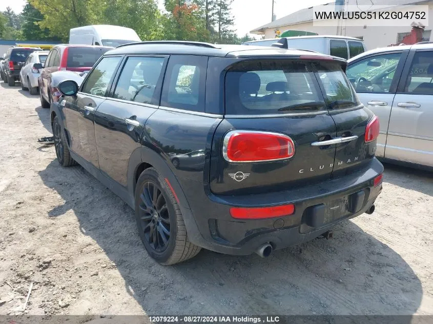 2019 Mini Cooper S Clubman All4 VIN: WMWLU5C51K2G04752 Lot: 12079224