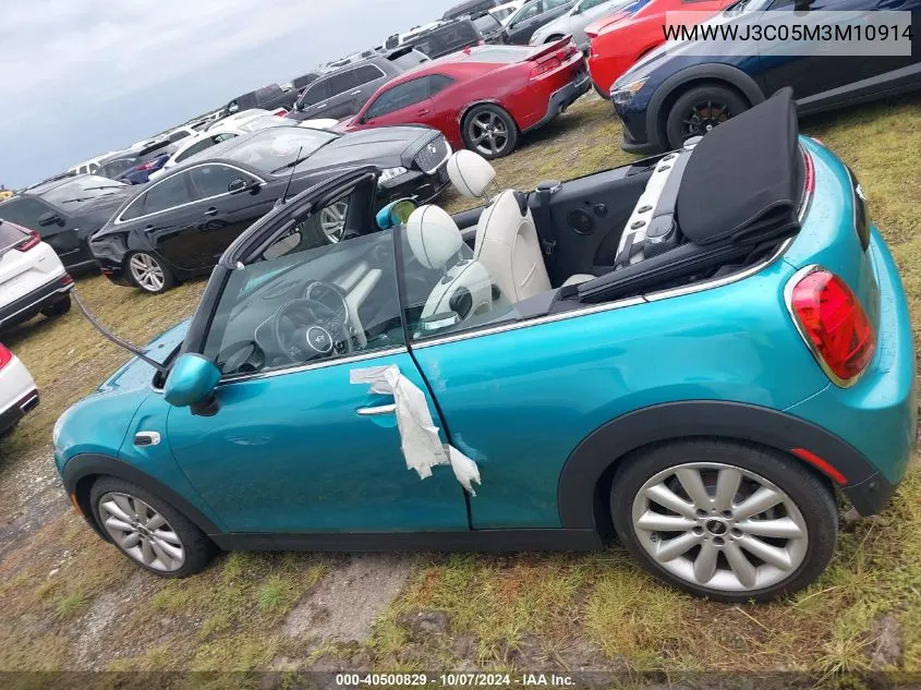 2021 Mini Convertible Cooper VIN: WMWWJ3C05M3M10914 Lot: 40500829