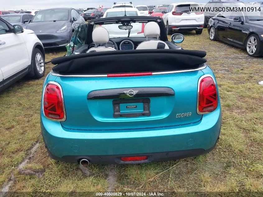 2021 Mini Convertible Cooper VIN: WMWWJ3C05M3M10914 Lot: 40500829