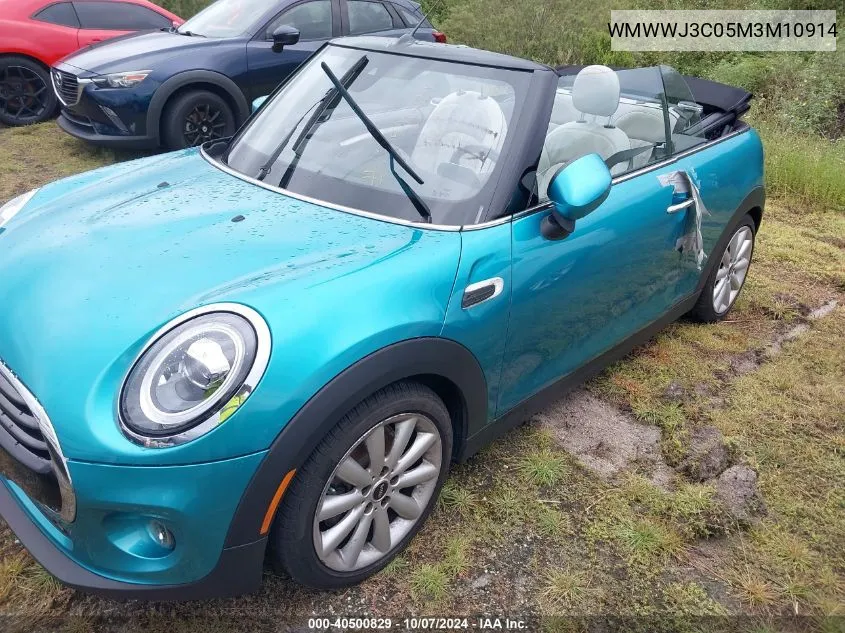 2021 Mini Convertible Cooper VIN: WMWWJ3C05M3M10914 Lot: 40500829