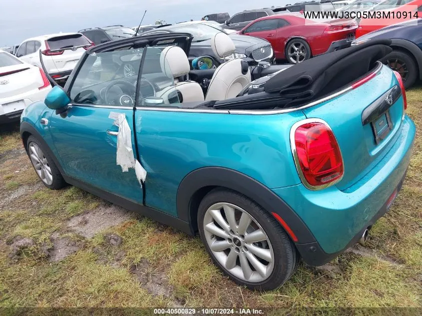 2021 Mini Convertible Cooper VIN: WMWWJ3C05M3M10914 Lot: 40500829