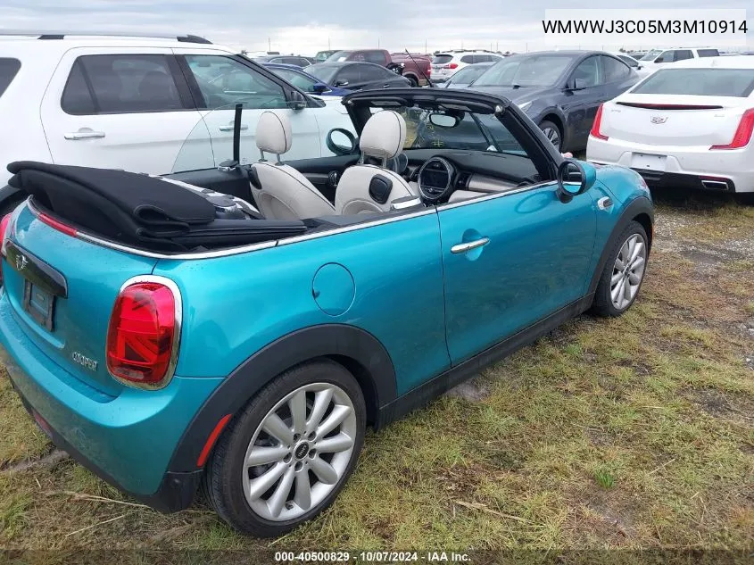 2021 Mini Convertible Cooper VIN: WMWWJ3C05M3M10914 Lot: 40500829