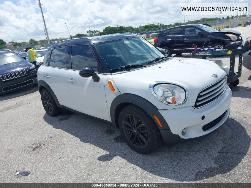 2011 Mini Cooper Countryman VIN: WMWZB3C57BWH94571 Lot: 40040754