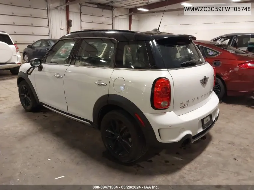 2015 Mini Countryman Cooper S VIN: WMWZC3C59FWT05748 Lot: 39471584