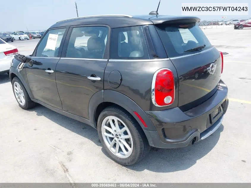 2015 Mini Countryman Cooper S VIN: WMWZC3C57FWT04243 Lot: 39569463