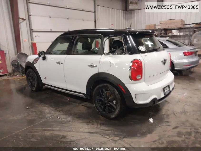 2015 Mini Countryman Cooper S VIN: WMWZC5C51FWP43305 Lot: 39735307