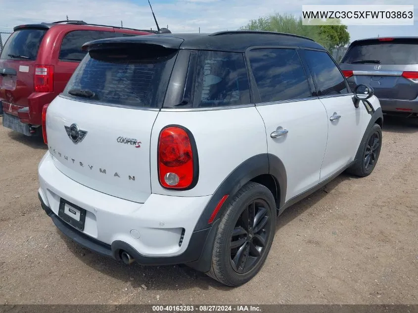 2015 Mini Countryman Cooper S VIN: WMWZC3C5XFWT03863 Lot: 40163283