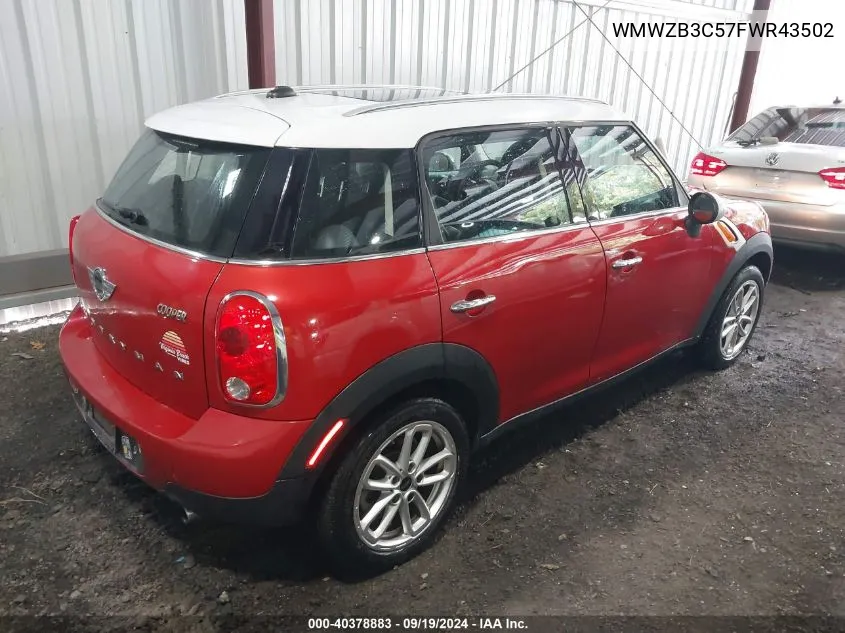 WMWZB3C57FWR43502 2015 Mini Countryman Cooper