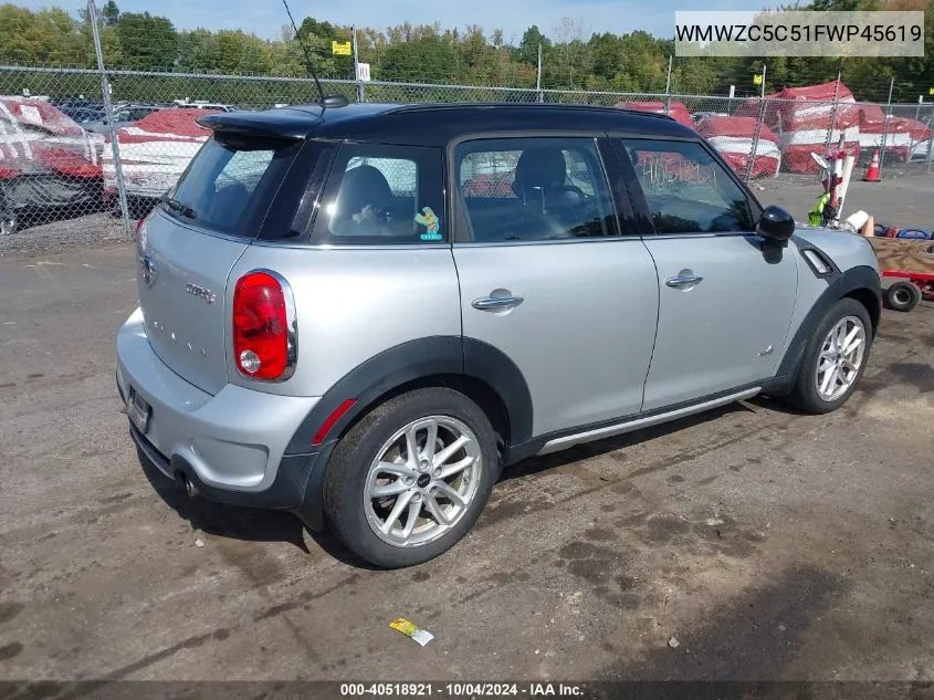 2015 Mini Countryman Cooper S VIN: WMWZC5C51FWP45619 Lot: 40518921