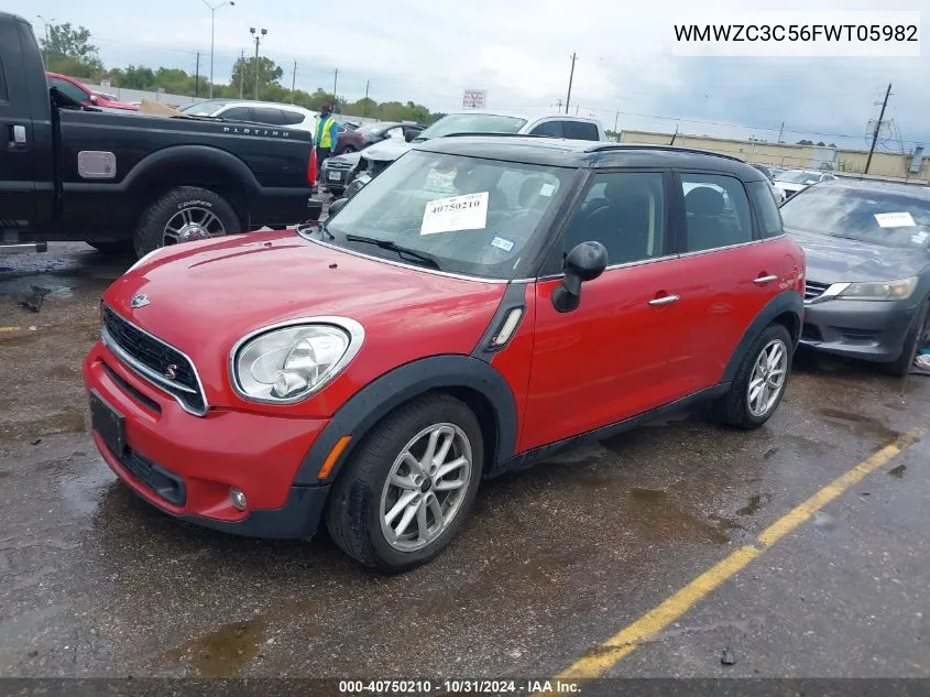 2015 Mini Countryman Cooper S VIN: WMWZC3C56FWT05982 Lot: 40750210