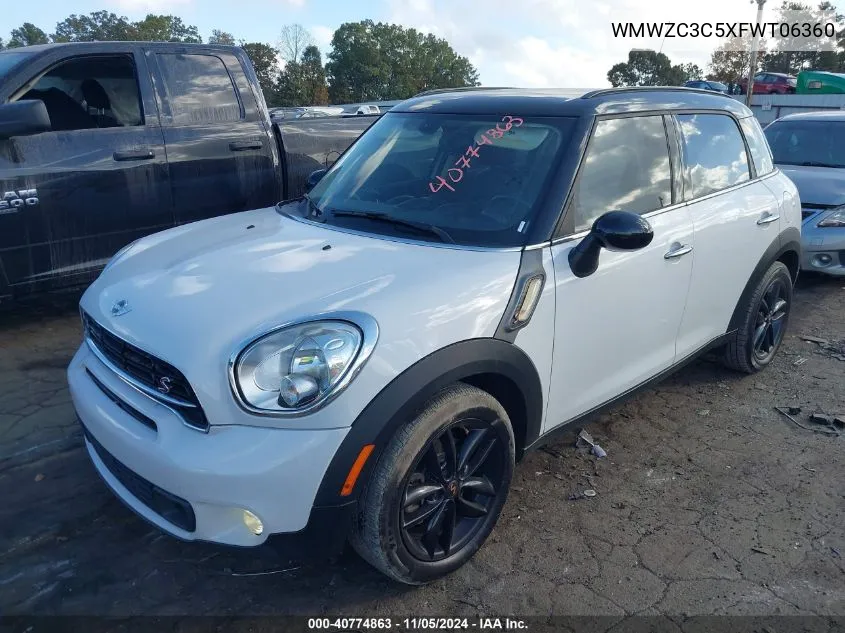 2015 Mini Countryman Cooper S VIN: WMWZC3C5XFWT06360 Lot: 40774863