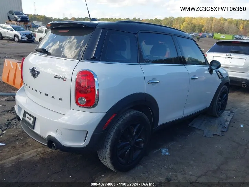 2015 Mini Countryman Cooper S VIN: WMWZC3C5XFWT06360 Lot: 40774863