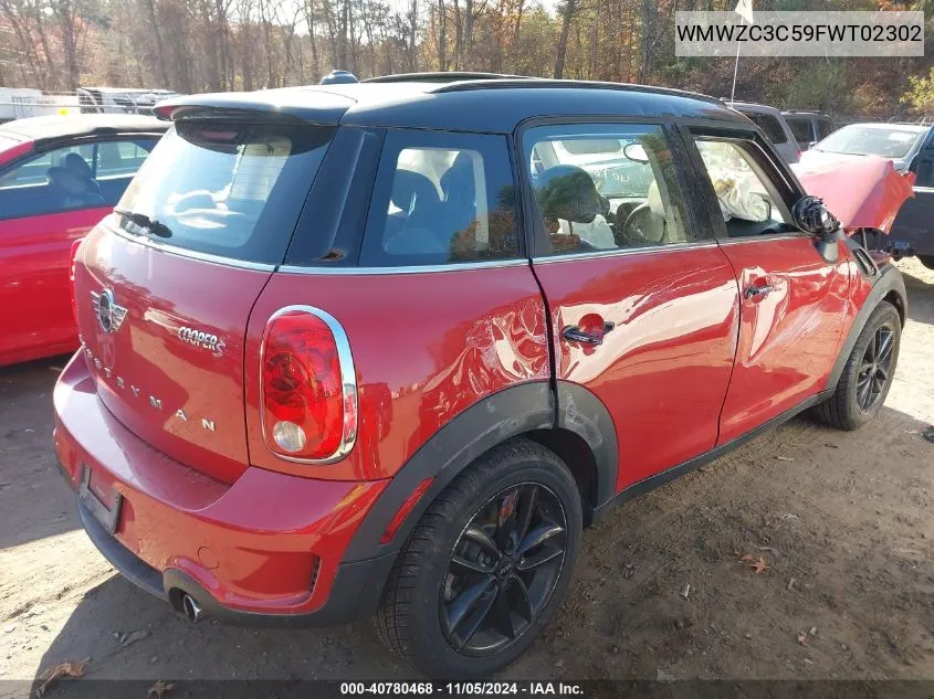 2015 Mini Countryman Cooper S VIN: WMWZC3C59FWT02302 Lot: 40780468