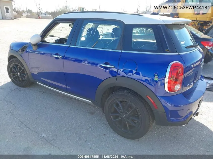 2015 Mini Countryman Cooper S VIN: WMWZC5C53FWP44181 Lot: 40817855