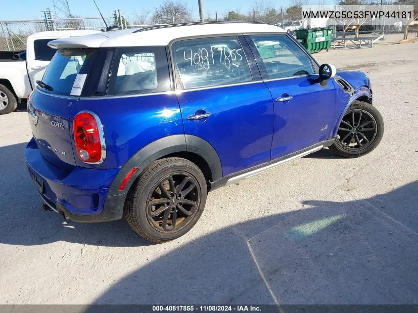 2015 Mini Countryman Cooper S VIN: WMWZC5C53FWP44181 Lot: 40817855