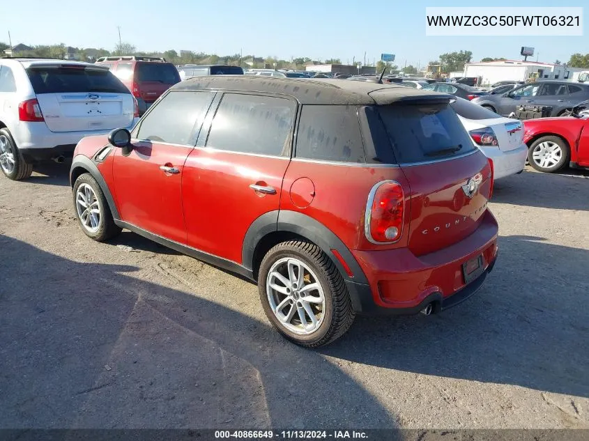 2015 Mini Countryman Cooper S VIN: WMWZC3C50FWT06321 Lot: 40866649