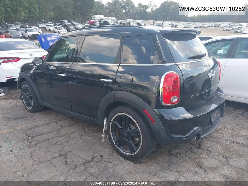 WMWZC3C53GWT10252 2016 Mini Countryman Cooper S