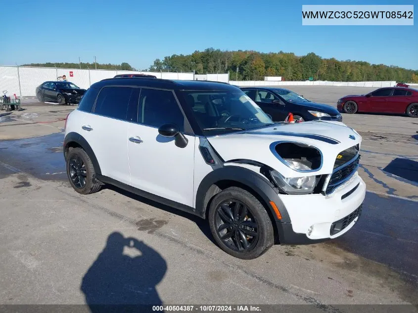 2016 Mini Countryman Cooper S VIN: WMWZC3C52GWT08542 Lot: 40504387