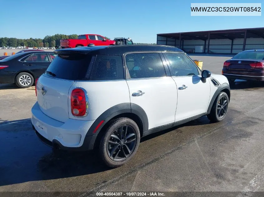 2016 Mini Countryman Cooper S VIN: WMWZC3C52GWT08542 Lot: 40504387