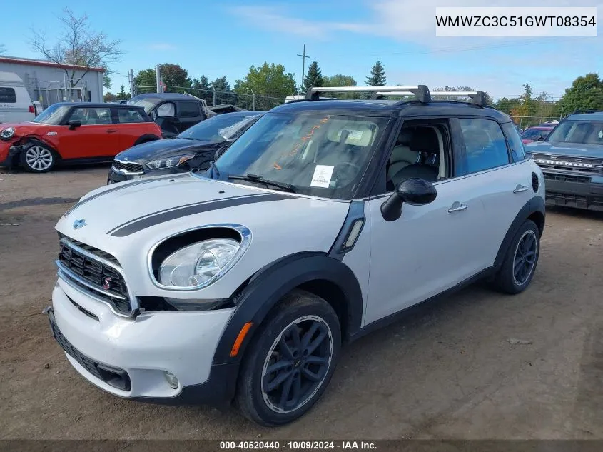 2016 Mini Countryman S Countryman VIN: WMWZC3C51GWT08354 Lot: 40520440