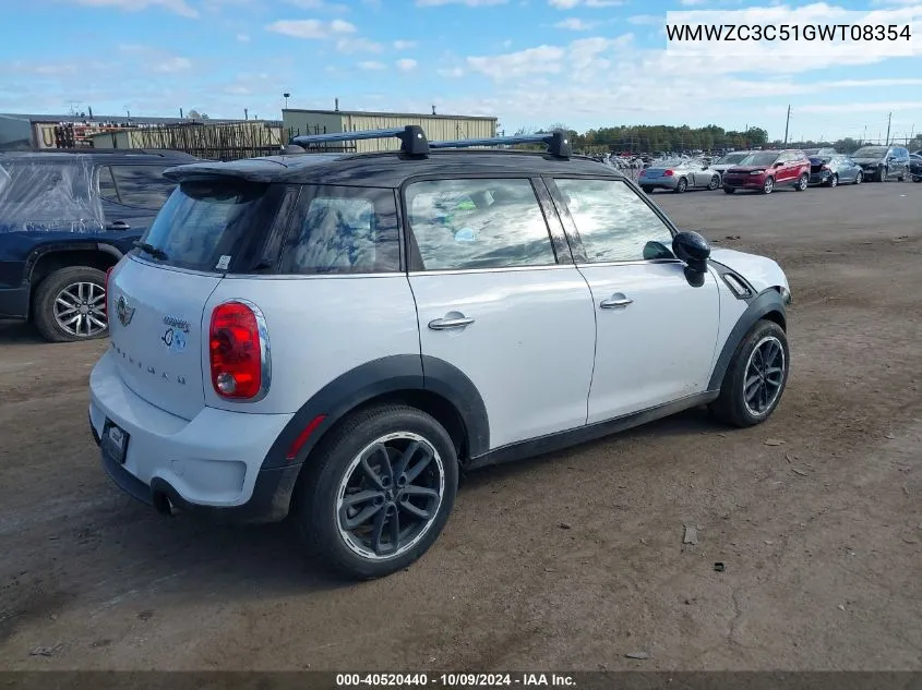 2016 Mini Countryman S Countryman VIN: WMWZC3C51GWT08354 Lot: 40520440