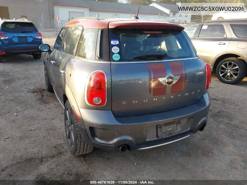 2016 Mini Countryman Cooper S VIN: WMWZC5C5XGWU02096 Lot: 40761639