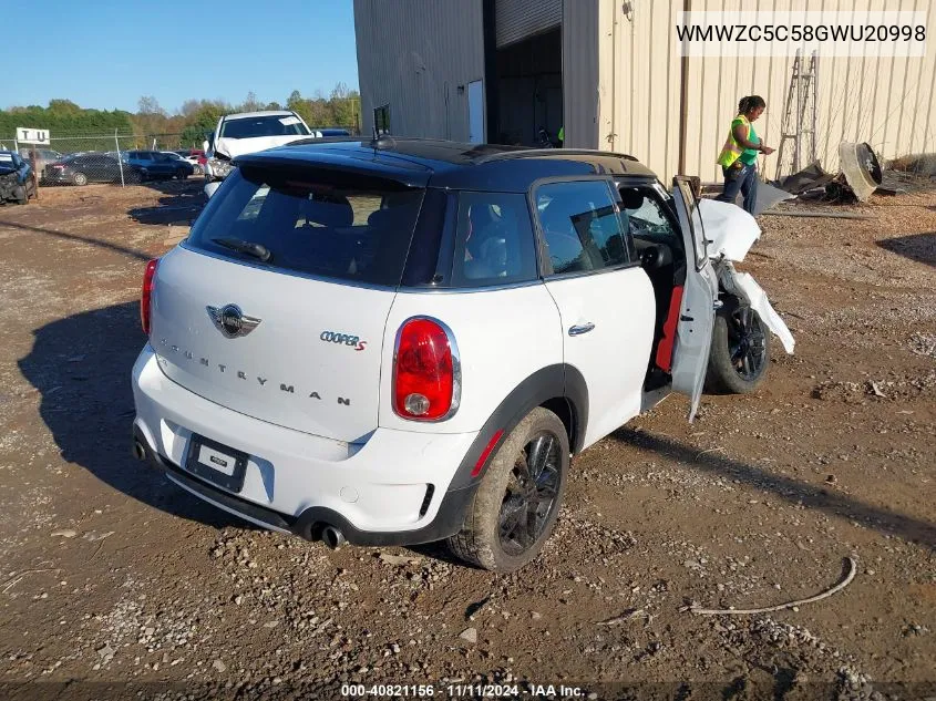 2016 Mini Countryman Cooper S VIN: WMWZC5C58GWU20998 Lot: 40821156