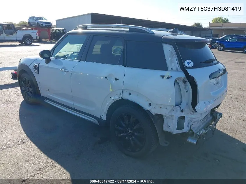 2017 Mini Countryman S Countryman All4 VIN: WMZYT5C37H3D81419 Lot: 40317422