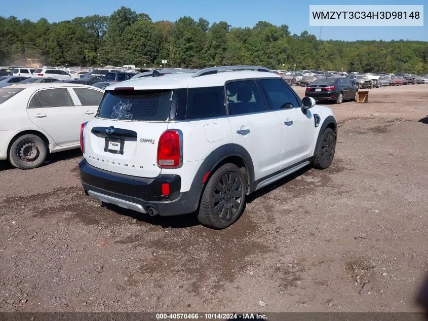 2017 Mini Countryman Cooper S VIN: WMZYT3C34H3D98148 Lot: 40570466