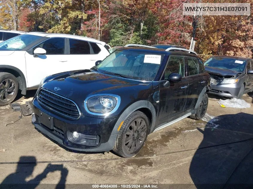 2017 Mini Countryman Cooper VIN: WMZYS7C31H3E07091 Lot: 40684305