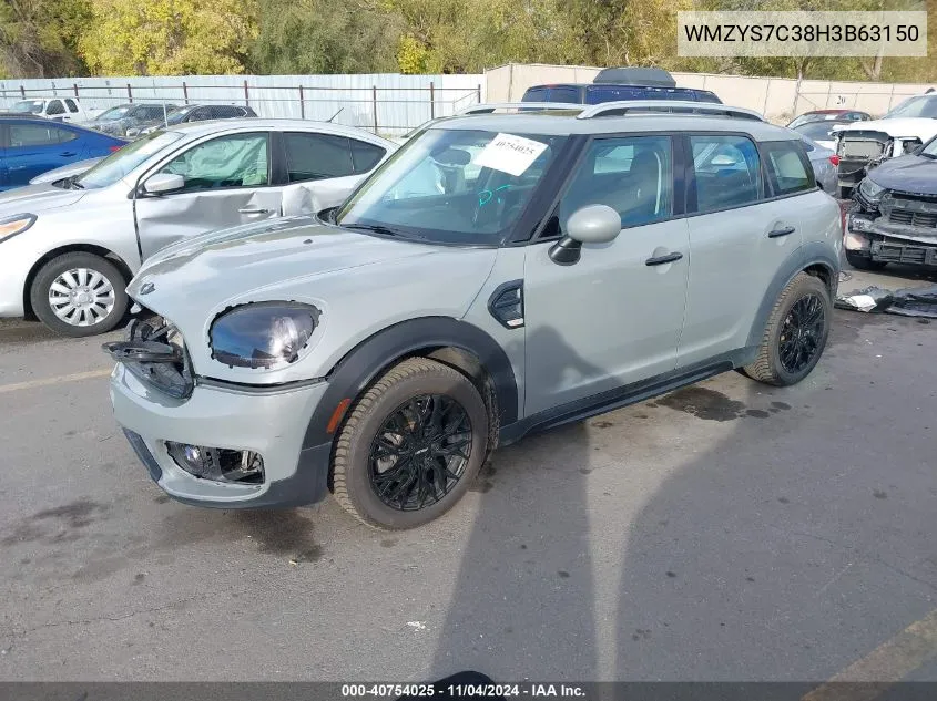 2017 Mini Countryman Cooper VIN: WMZYS7C38H3B63150 Lot: 40754025