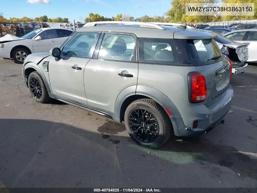 2017 Mini Countryman Cooper VIN: WMZYS7C38H3B63150 Lot: 40754025