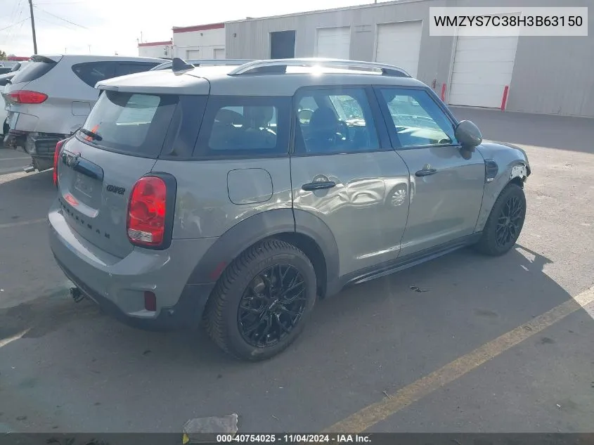 2017 Mini Countryman Cooper VIN: WMZYS7C38H3B63150 Lot: 40754025